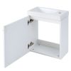 [Viedo]Contemporary 16" White Wall-Mounted Bathroom Vanity Combo Cabinet with Ceramic Basin - Ideal for Small Bathrooms