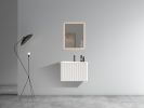 U059-Etna24W-301 Etna 24" Striped Soft White Bathroom Vanity with White Ceramic Sink, Wall Mounted Floating Bathroom Vanity for Modern Bathroom