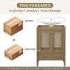 24" Bathroom Vanity with Ceramic Basin, Rattan Bathroom Storage Cabinet with Two Doors and Drawer, Solid Frame, Natural (OLD SKU: JL000008AAD)