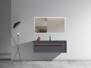 U053-Nevia48W-207 Nevia 48" Exclusive Gray Bathroom Vanity with Gray Solid Surface Sink, Wall Mounted Floating Bathroom Vanity for Modern Bathroom