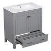 30" Gray Bathroom Vanity with Single Sink, Combo Cabinet Undermount Sink, Bathroom Storage Cabinet with 2 Doors and a Drawer, Soft Closing