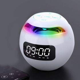 Wireless Portable Speaker With Clock Alarm & Human Body Induction, Color Atmosphere Light, Waterproof Small Speaker With Light Card (Model: Clock Version, Color: White)