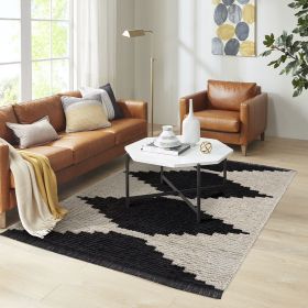 Black & Ivory Modern Area Rug (Color: as Pic)