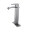 Waterfall Spout Bathroom Faucet; Single Handle Bathroom Vanity Sink Faucet