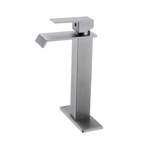 Waterfall Spout Bathroom Faucet; Single Handle Bathroom Vanity Sink Faucet (Color: as Pic)