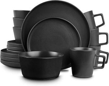 Stone Lain Coupe Dinnerware Set, Service For 4, Matte Brown (Plate Size: Service For 4, Color: MatteBlackDinnerware)