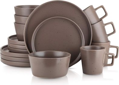 Stone Lain Coupe Dinnerware Set, Service For 4, Matte Brown (Plate Size: Service For 4, Color: MatteBrownDinnerware)