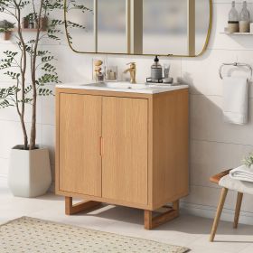 30" Bathroom vanity Set with Sink, Combo Cabinet, Bathroom Storage Cabinet, Solid Wood Frame (Color: as Pic)