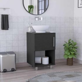 Gouda 18" Single Bathroom Vanity, One Open Shelf, Single Door Cabinet -Black (Color: as Pic)