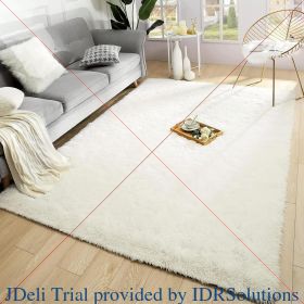 8*10, Area Rug for Livingroom Bedroom Dorm Home Decorative, Non-Slip Plush Fluffy Furry Fur Rugs Comfy (Color: Ivory, size: 8 X 10 Feet)