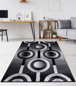 Jersey Area Rugs, Carpets For Livingroom, 7x10 Area Rugs ,3987 Black-Grey (Color: as Pic)