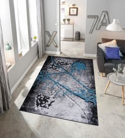 Jersey Area Rugs, Carpets For Livingroom, 7x10 Area Rugs ,2032 Black-Blue (Color: as Pic)