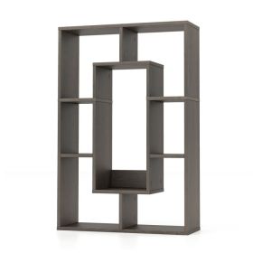 7-Cube Geometric Bookshelf Modern Decorative Open Bookcase (Color: Gray)