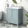 30" Bathroom Vanity with Sink Combo, Multi-functional Bathroom Cabinet with Doors and Drawer, Solid Frame and MDF Board