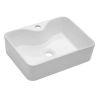 Lordear Rectangle Wall Mount Bathroom Sink Ceramic Vanity Vessel Sink with Single Faucet Hole