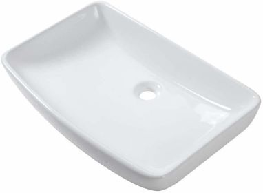 Bathroom Vessel Sink White Porcelain Ceramic Vanity Sink Art Basin without Faucet and Drain (size: 24*15*5)