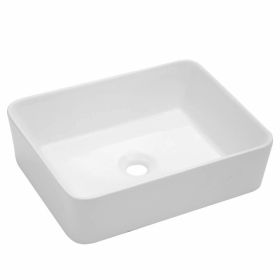 Bathroom Vessel Sink White Porcelain Ceramic Vanity Sink Art Basin without Faucet and Drain (size: 16*12*5)