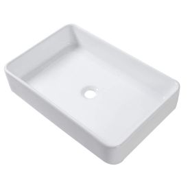 Bathroom Vessel Sink White Porcelain Ceramic Vanity Sink Art Basin without Faucet and Drain (size: 24*16*5)