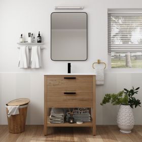 30 Inch Bathroom Vanity Plywood With 2 Drawers (Color: Imitative Oak)