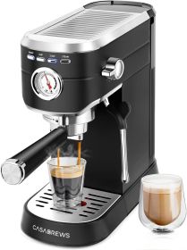 CASABREWS Espresso Machine 20 Bar, Professional Espresso Maker with Milk Frother Steam Wand, Compact Coffee Machine (Plug Type: us, Color: Deep Black)