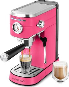 CASABREWS Espresso Machine 20 Bar, Professional Espresso Maker with Milk Frother Steam Wand, Compact Coffee Machine (Plug Type: us, Color: Pink)