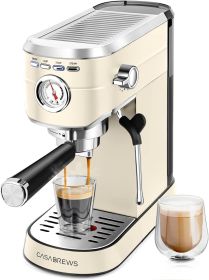 CASABREWS Espresso Machine 20 Bar, Professional Espresso Maker with Milk Frother Steam Wand, Compact Coffee Machine (Plug Type: us, Color: Creamy)