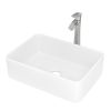 19"x15" Rectangle Bathroom Sink and Faucet Combo Modern Above White Porcelain Ceramic Vessel Vanity Sink Art Basin& Chrome Single Lever Faucet Combo