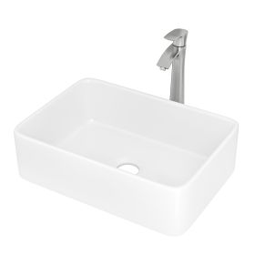 19"x15" Rectangle Bathroom Sink and Faucet Combo Modern Above White Porcelain Ceramic Vessel Vanity Sink Art Basin& Chrome Single Lever Faucet Combo (White: 1243124827)