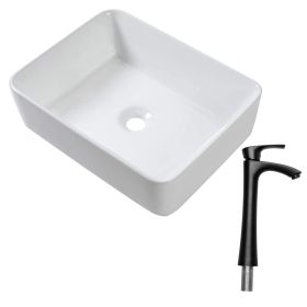 19"x15" Rectangle Bathroom Sink and Faucet Combo Modern Above White Porcelain Ceramic Vessel Vanity Sink Art Basin& Chrome Single Lever Faucet Combo (White: 1243124826)