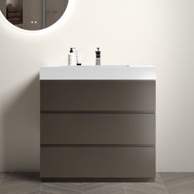 Alice 36" Gray Bathroom Vanity with Sink, Large Storage Freestanding Bathroom Vanity for Modern Bathroom (Color: as Pic)