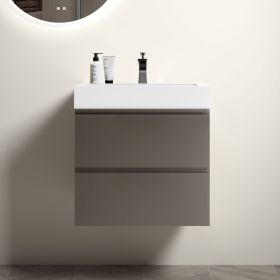 Alice 24" Gray Bathroom Vanity with Sink, Large Storage Wall Mounted Floating Bathroom Vanity for Modern Bathroom (Color: as Pic)