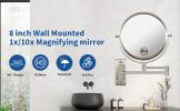 8-inch Wall Mounted Makeup Vanity Mirror, 1X / 10X Magnification Mirror, 360Â° Swivel with Extension Arm