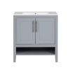 30" Bathroom Vanity with Sink, Multi-functional Bathroom Cabinet with Doors and Drawers, Solid Frame and MDF Board