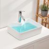 Lordear Rectangle Wall Mount Bathroom Sink Ceramic Vanity Vessel Sink with Single Faucet Hole