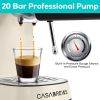 Espresso Machine 20 Bar, Espresso Maker with Milk Frother Steam Wand, Stainless Steel Espresso Coffee Machine