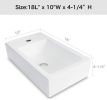 Lordear Rectangle Wall Mount Bathroom Sink Ceramic Vanity Vessel Sink with Single Faucet Hole