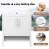 30" Bathroom Vanity with Sink, Multi-functional Bathroom Cabinet with Doors and Drawers, Solid Frame and MDF Board