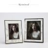 High Quality Home Decoration Metal Shell Photo Frame 3-10 Inch Back Polished Alloy Flocking Wedding Photo Bedside Table Ornament