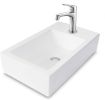 Lordear Rectangle Wall Mount Bathroom Sink Ceramic Vanity Vessel Sink with Single Faucet Hole