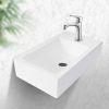 Lordear Rectangle Wall Mount Bathroom Sink Ceramic Vanity Vessel Sink with Single Faucet Hole