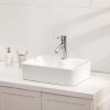 Lordear Rectangle Wall Mount Bathroom Sink Ceramic Vanity Vessel Sink with Single Faucet Hole