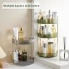 Square Rotating Makeup Organizer Bathroom Counter Organizer for Perfume Skincare Cosmetics - 2-tier