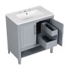 30" Bathroom Vanity with Sink, Multi-functional Bathroom Cabinet with Doors and Drawers, Solid Frame and MDF Board