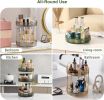 Square Rotating Makeup Organizer Bathroom Counter Organizer for Perfume Skincare Cosmetics - 2-tier