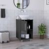 Gouda 18" Single Bathroom Vanity, One Open Shelf, Single Door Cabinet -Black