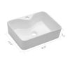 Lordear Rectangle Wall Mount Bathroom Sink Ceramic Vanity Vessel Sink with Single Faucet Hole