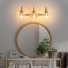 3-Lights Bathroom Vanity Lighting Fixtures Brushed Gold Modern Vanity Light 22Inch Bathroom Light Fixture Bathroom Lights Over Mirror with Clear Glass