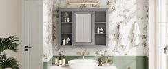 35'' x 27.5'' Medicine Cabinet, Wall Mounted Bathroom Storage Cabinet, Modern Bathroom Wall Cabinet with Mirror