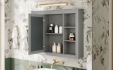 35'' x 27.5'' Medicine Cabinet, Wall Mounted Bathroom Storage Cabinet, Modern Bathroom Wall Cabinet with Mirror