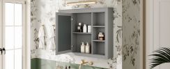 35'' x 27.5'' Medicine Cabinet, Wall Mounted Bathroom Storage Cabinet, Modern Bathroom Wall Cabinet with Mirror